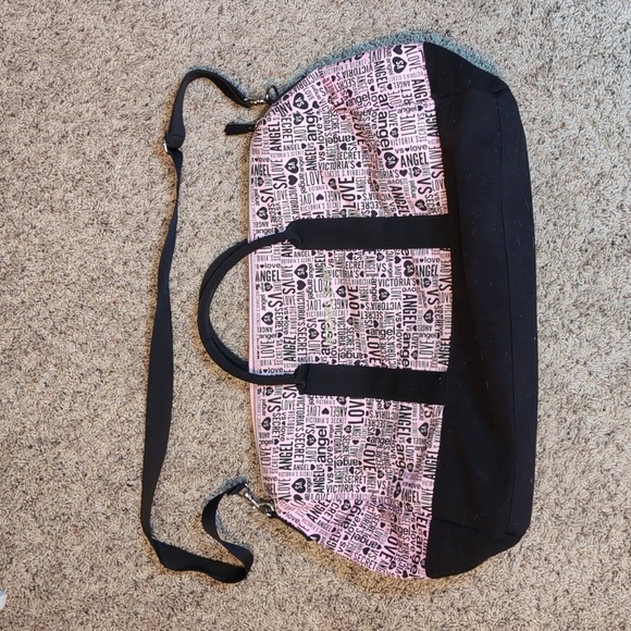 Victoria's Secret CLASSIC Pink & Black Duffle Weekender Bag VS Y2K - Picture 2 of 10